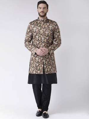 Multicolor Floral Print Polyester Indo Western Dresses 1