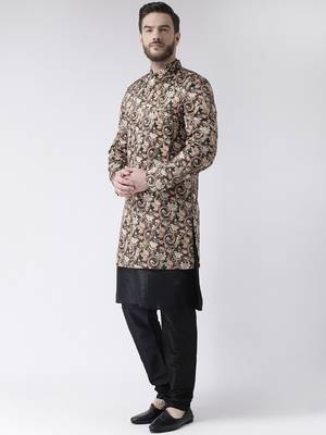 Multicolor Floral Print Polyester Indo Western Dresses 2