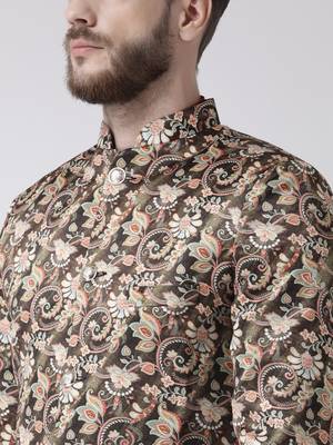 Multicolor Floral Print Polyester Indo Western Dresses 5