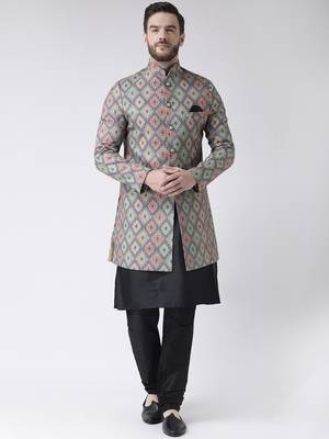 Multicolor Floral Print Polyester Indo Western Dresses 1