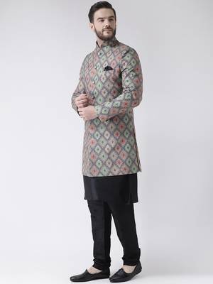 Multicolor Floral Print Polyester Indo Western Dresses 2