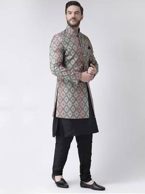 Multicolor Floral Print Polyester Indo Western Dresses 3