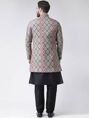 Multicolor Floral Print Polyester Indo Western Dresses 4