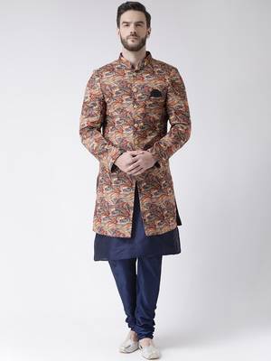 Multicolor Floral Print Polyester Indo Western Dresses 1