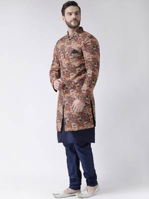 Multicolor Floral Print Polyester Indo Western Dresses 2