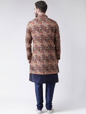 Multicolor Floral Print Polyester Indo Western Dresses 4