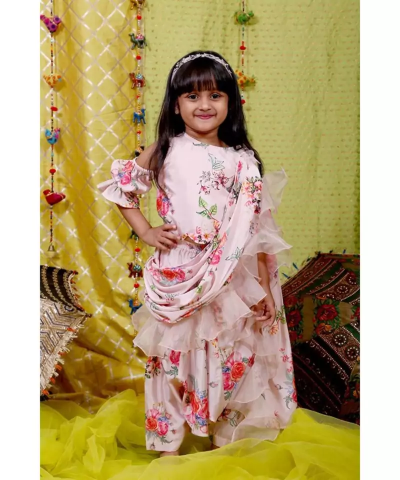 Beige Frilled Sari