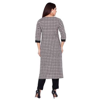 Women Black Printed Cotton Kurta 2