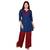 Women Blue Embroidered Cotton Kurta
