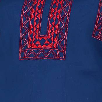 Women Blue Embroidered Cotton Kurta 4