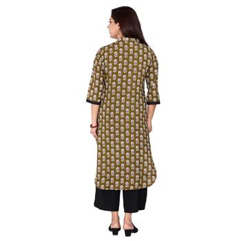 Women Green Printed Cotton Kurta 3