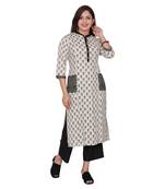 Women Black Printed Cotton Long Kurta