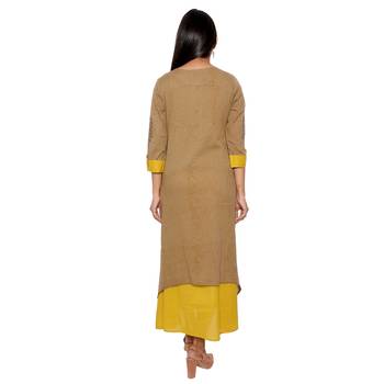 Women Mahendi Green Handblock Double Layer Cotton Kurta 3