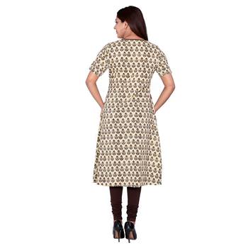 Women Mustard Bagru Print Cotton Kurta 3