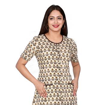 Women Mustard Bagru Print Cotton Kurta 4