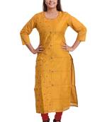 Mustard Embellished Kurti For Women