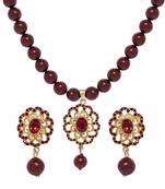 Mahi Valentine Gift Gold Plated Marron Swarovski Crystal Floral Necklace Stet NL1104205GMar