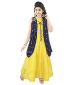 Gold And Blue Embroidered Jacket Look Gown