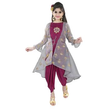 Maroon Silk Embriodred Dhot Suit With Tissue Embroidered Jacket 1