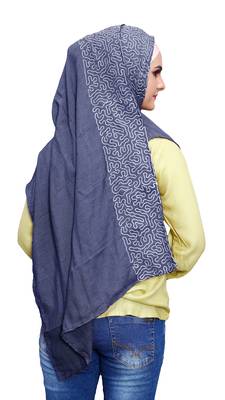 Justkartit Embroidery Soft Cotton Scarf Hijab For Women (Denim) 4