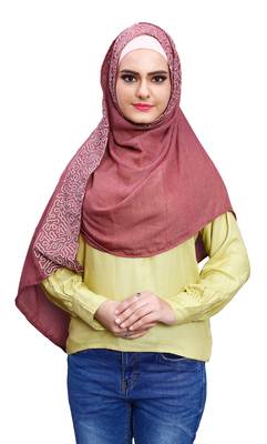 Justkartit Women Soft Cotton Embroidery Scarf Hijab Dupatta (Gajri) 5