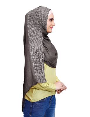 Justkartit Metallic Grey Color Soft Cotton Women Embroidery Scarf Dupatta 2