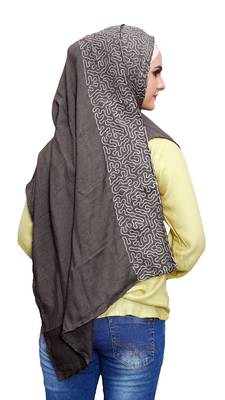 Justkartit Metallic Grey Color Soft Cotton Women Embroidery Scarf Dupatta 3