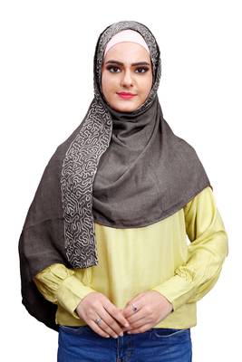 Justkartit Metallic Grey Color Soft Cotton Women Embroidery Scarf Dupatta 4