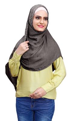 Justkartit Metallic Grey Color Soft Cotton Women Embroidery Scarf Dupatta 1
