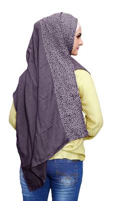 Justkartit Women Purple Color Cotton Scarf Hijab Dupatta 3