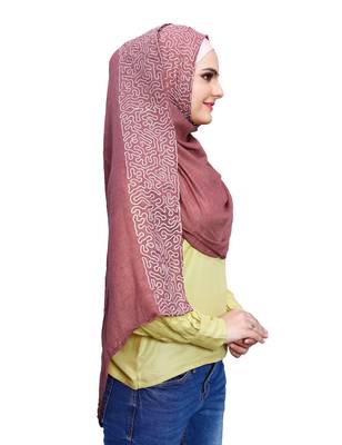 Justkartit Embroidery Soft Cotton Scarf Hijab For Women (Salmon) 2