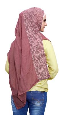 Justkartit Embroidery Soft Cotton Scarf Hijab For Women (Salmon) 3