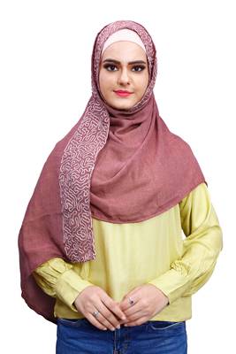 Justkartit Embroidery Soft Cotton Scarf Hijab For Women (Salmon) 1