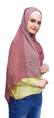 Justkartit Embroidery Soft Cotton Scarf Hijab For Women (Salmon) 4