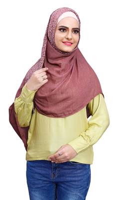 Justkartit Embroidery Soft Cotton Scarf Hijab For Women (Salmon) 5
