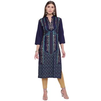 Blue printed rayon kurtas-and-kurtis 1