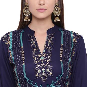 Blue printed rayon kurtas-and-kurtis 5
