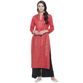 Red printed rayon kurtas-and-kurtis 1