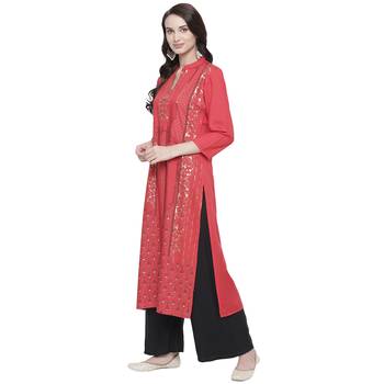 Red printed rayon kurtas-and-kurtis 4