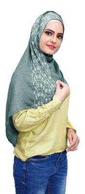 Justkartit Women Soft Cotton Embroidery Scarf Hijab Dupatta (Turquoise) 3