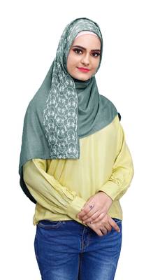 Justkartit Women Soft Cotton Embroidery Scarf Hijab Dupatta (Turquoise) 4