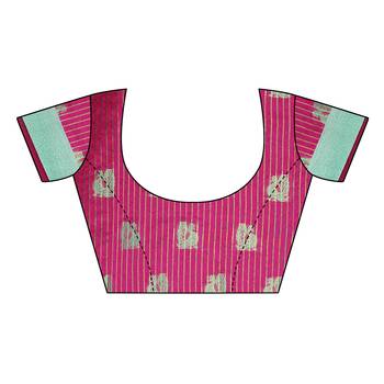 Pink woven cotton silk saree with blouse 5
