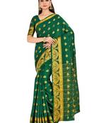 Green Woven Crepe Saree With Blouse