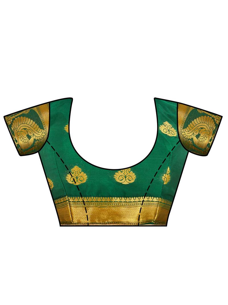 Green Woven Crepe Saree With Blouse