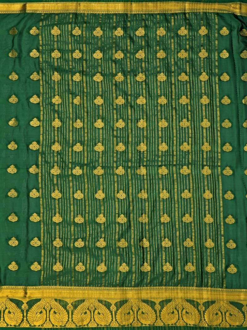 Green Woven Crepe Saree With Blouse