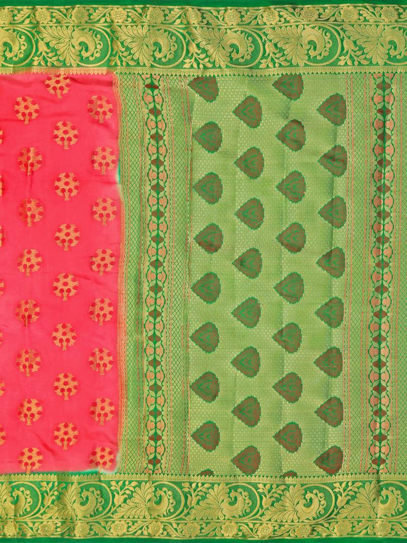 Pink Woven Art Silk Saree With Blouse