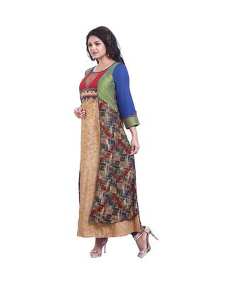 Beige Embroidered Long Kurta For Women 3