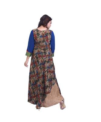 Beige Embroidered Long Kurta For Women 4