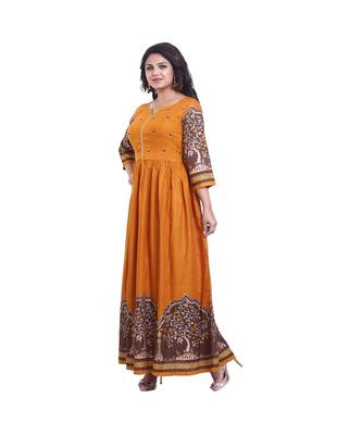 Gold Printed Long Anarkali  For Women 3
