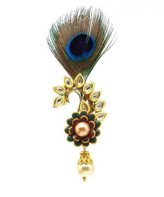 Gold Plated Peacock Feather Brooch For Men 1